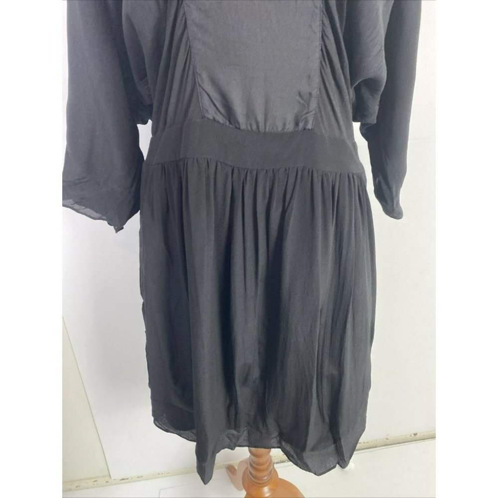Portmans Size M Black Women's A-Line Dress 100% SILK - Picture 3 of 7